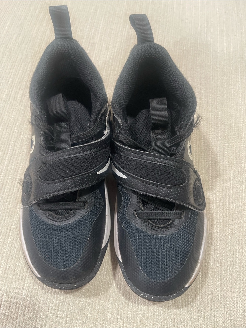 Nike Kids Black and White Velcro Athletic Sneakers